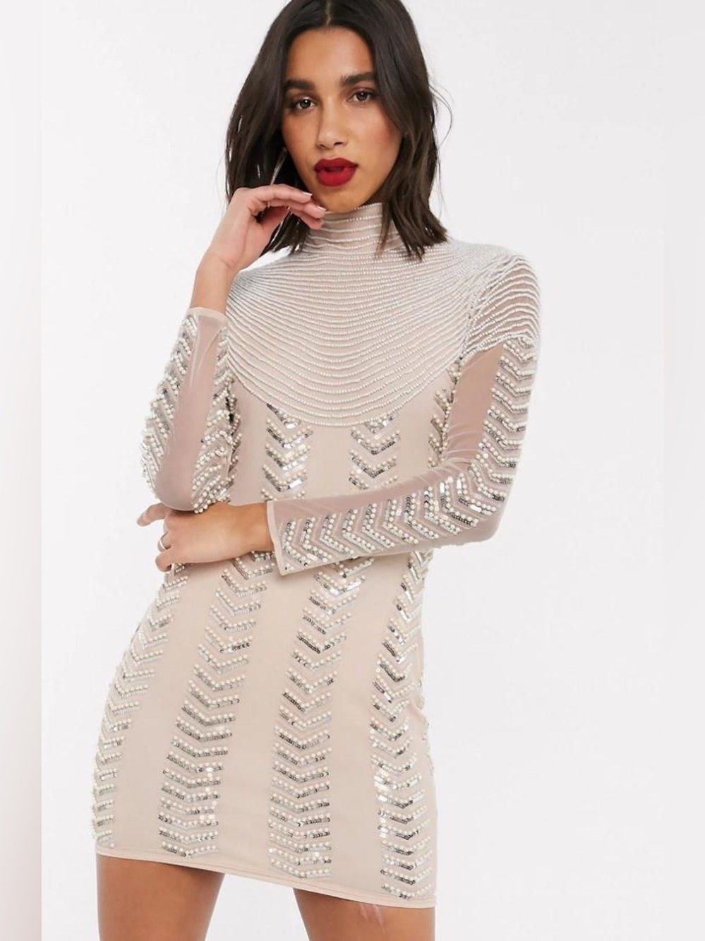 New! Asos fully beaded bodycon showstopper dress